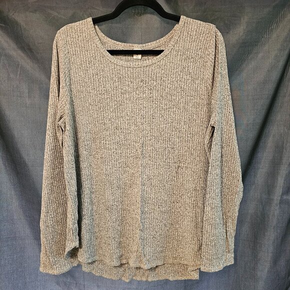 Old Navy light grey heathered ribbed long sleeve top. Size XL - Picture 1 of 4
